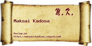Maksai Kadosa névjegykártya